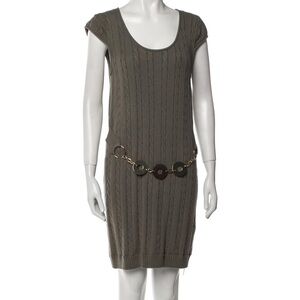 Vintage Milly of New York Cap Sleeve Belted Cable Knit Sweater Dress